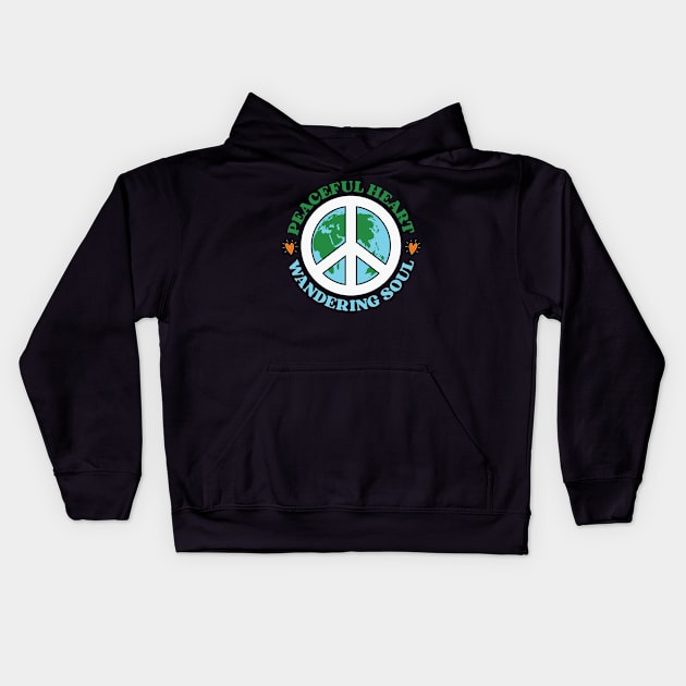 Peaceful heart, wandering soul Kids Hoodie by Skinite